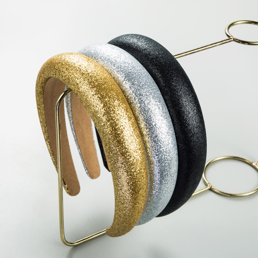 The Korean version of the bright and simple new sponge headband, women's sense of luxury, wide side, high skull headband, elegant temperament, headband
