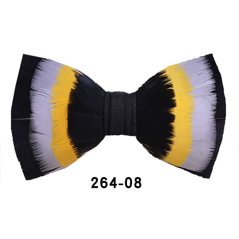 264 Colorful Feather Bow Tie Men's Wedding Banquet Clay Suit Accessories Shirt with Box Bow