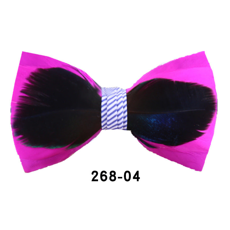 268 Rose Red Feather Bow Tie Men's Shirt Bow Tie Bow Tie Box Men's Bow Tie Wedding