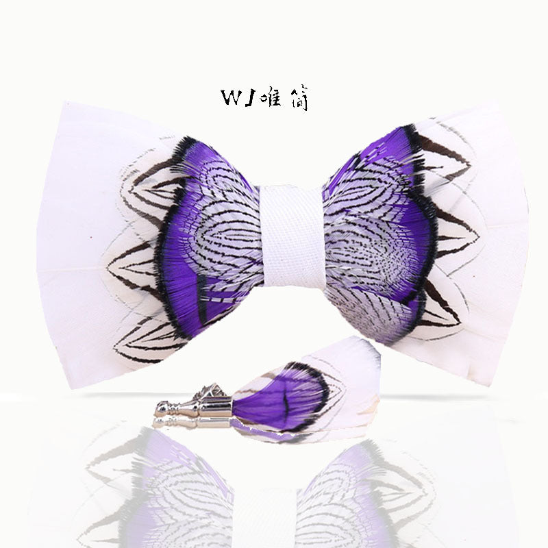 260 colorful feather bow tie men's wedding banquet clay suit accessories shirt with box bow