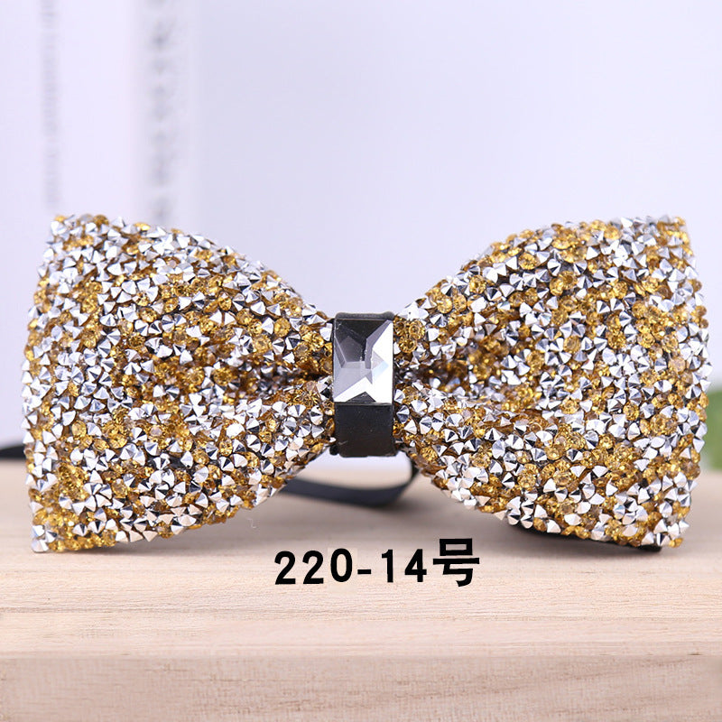 multi-color bow tie crystal starry rhinestone banquet nightclub super flash diamond wedding groom clay collar