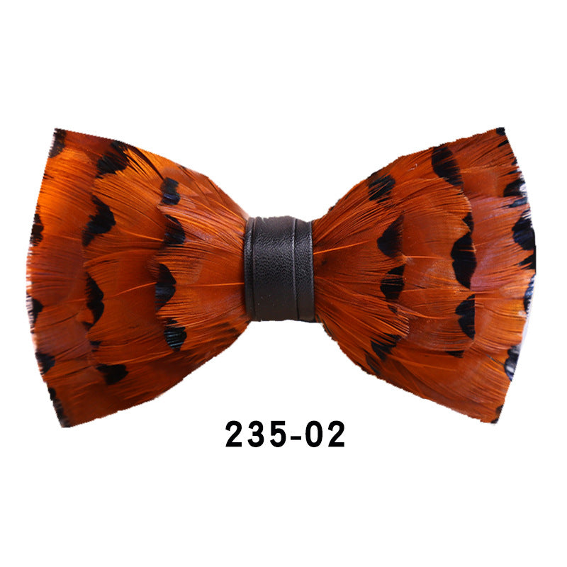 235 Red Feather Shirt Bow Tie Men Wedding Party Collar Yellow Suit Bow