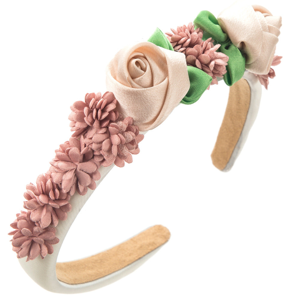 Korean gentle and versatile floral headbands, handmade artificial flower headbands, sponges, high skull crowns, small fresh hair accessories