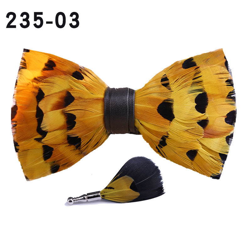 Yellow Feather Bow Tie Men's Wedding Officiating Wedding Suit Suit Accessories Shirt Collar Flower Butterfly