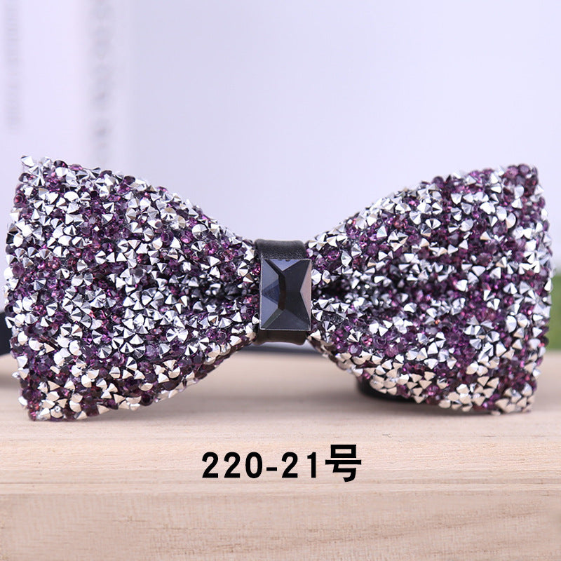 multi-color bow tie crystal starry rhinestone banquet nightclub super flash diamond wedding groom clay collar