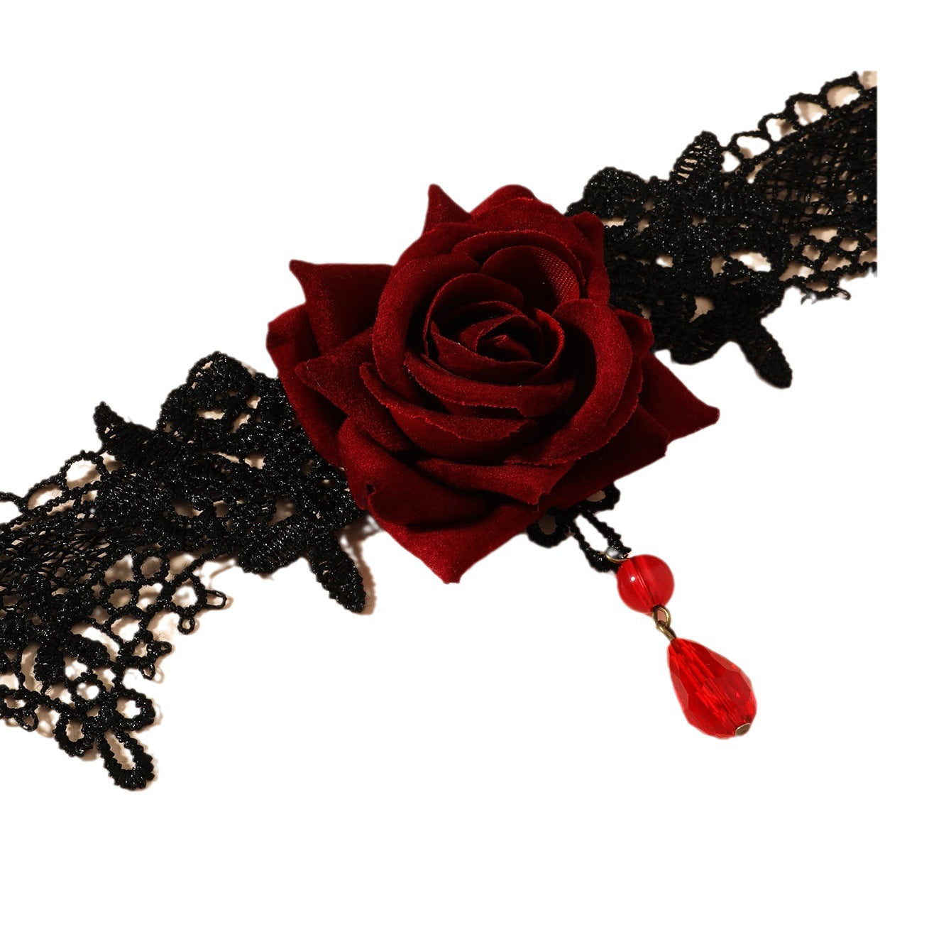 New European and American exquisite trend black lace retro collar ornament rose handmade necklace necklace