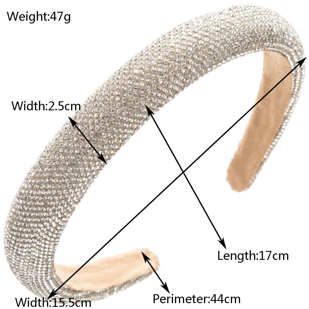 Korean version of the fashion new full diamond headband, super flash rhinestone sponge headband, versatile temperament, simple face wash hair accessory hairpin