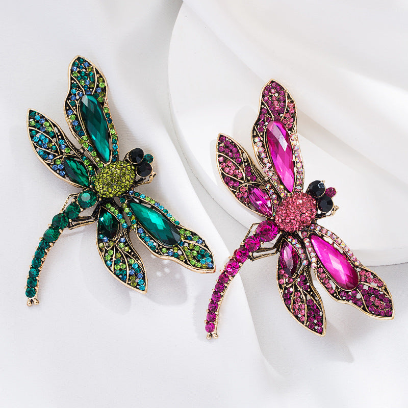 European and American cross-border trend alloy, diamond studded dragonfly brooch, girly cute pin, fashion personality, corsage accessories, foreign trade