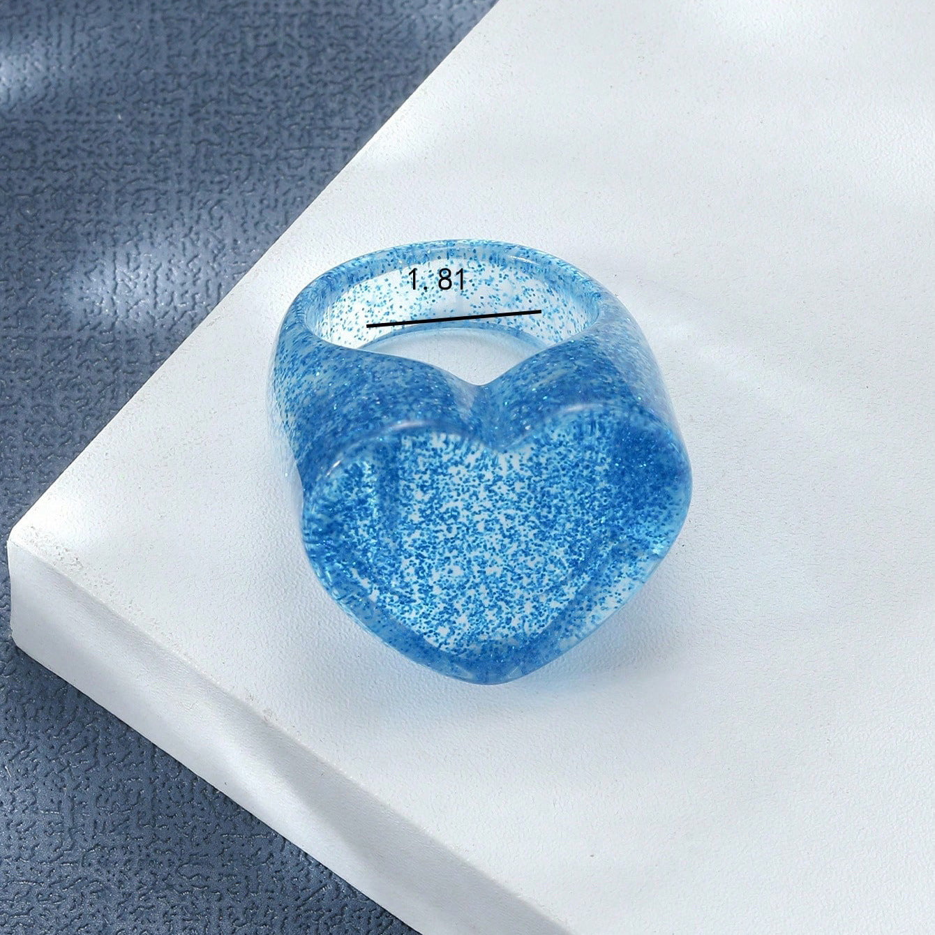 New glitter love resin sweet jewelry ring acrylic ring does not fade niche sense of luxury