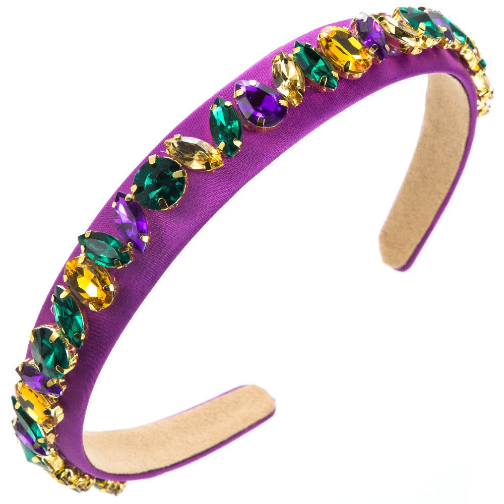 Cross-border fashion trend, new thin-edged headbands, women's baroque personality, special-shaped colored diamonds, temperament, party headbands, hair accessories