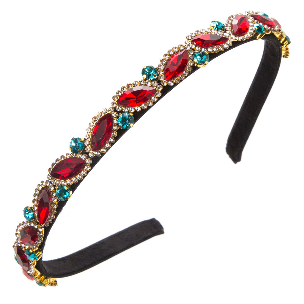 Cross-border new fashion baroque headbands, women's retro diamond-encrusted thin-edged hair bands, simple temperament, party hair accessories