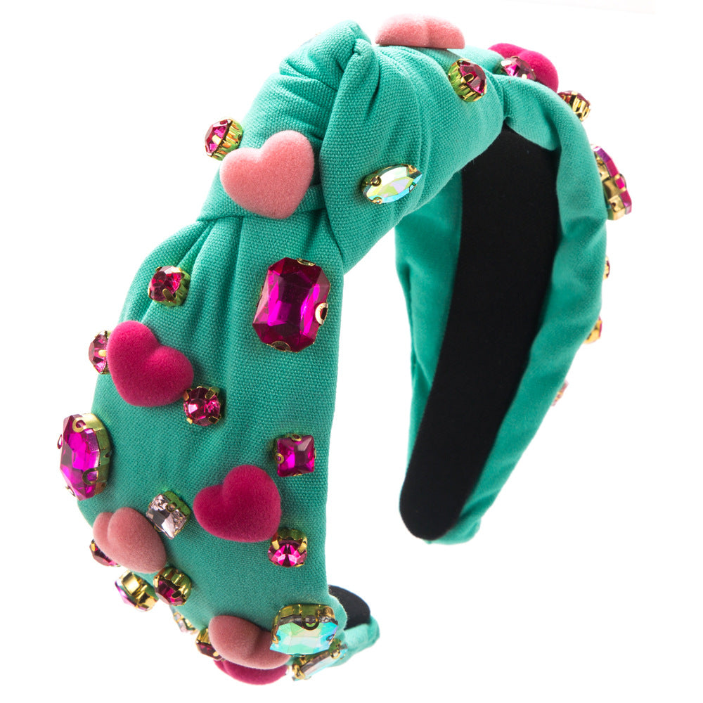 European and American new baroque headbands, hand-stitched glass diamonds, inlaid love accessories, high skull top, wide-brimmed hair accessories, cross-border wholesale