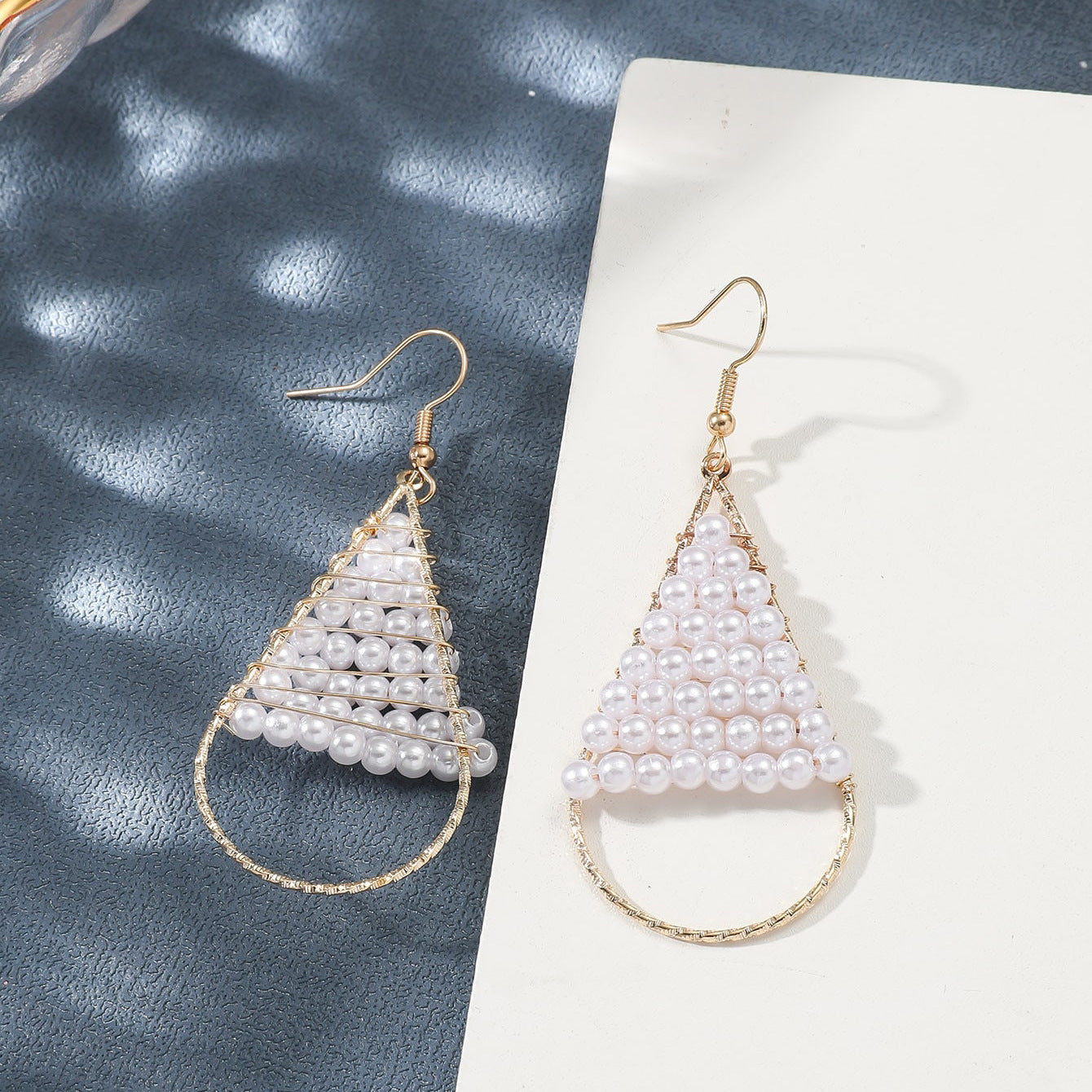 New jewelry: personalized drop net pearl drop earrings, long simple and versatile stud earrings, fashionable temperament earrings