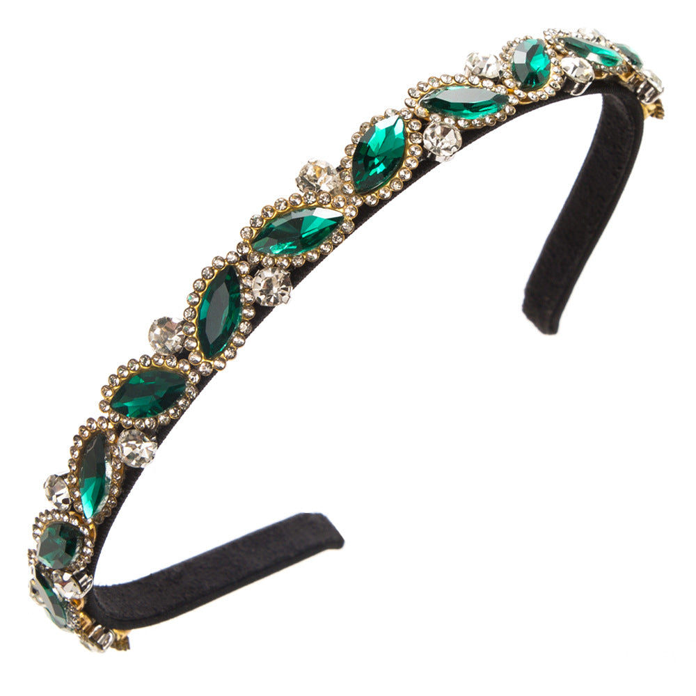 Cross-border new fashion baroque headbands, women's retro diamond-encrusted thin-edged hair bands, simple temperament, party hair accessories