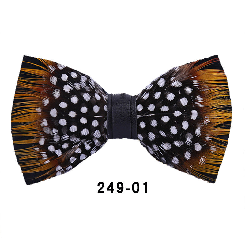 249 black and white dots yellow feathers male wedding groom best man group pot butterfly wedding wedding bow tie flower tie