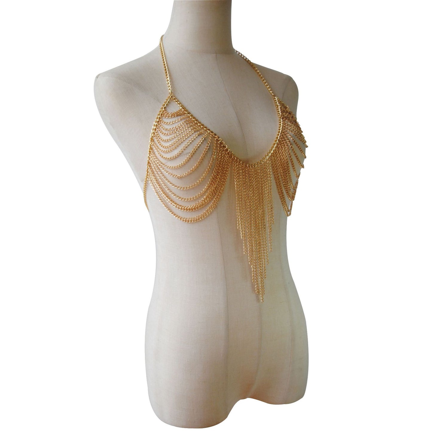 New European and American cross-border jewelry, fashionable sexy chest chain, exaggerated tassel, nightclub chain, bikini body chain