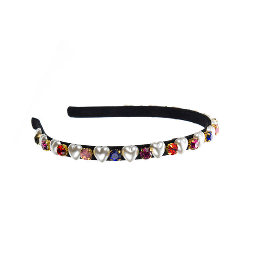 Cross-border new headbands for women, simple diamond inlaid with pearls, thin edge headbands, personality full of diamond temperament, pressed hair accessories wholesale