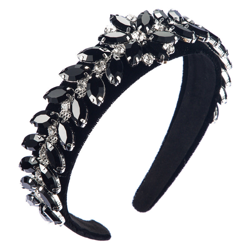 Heming's new baroque fashion ultra-flash rhinestone glass drill bit hoop women's Korean trend high-end street photography headwear