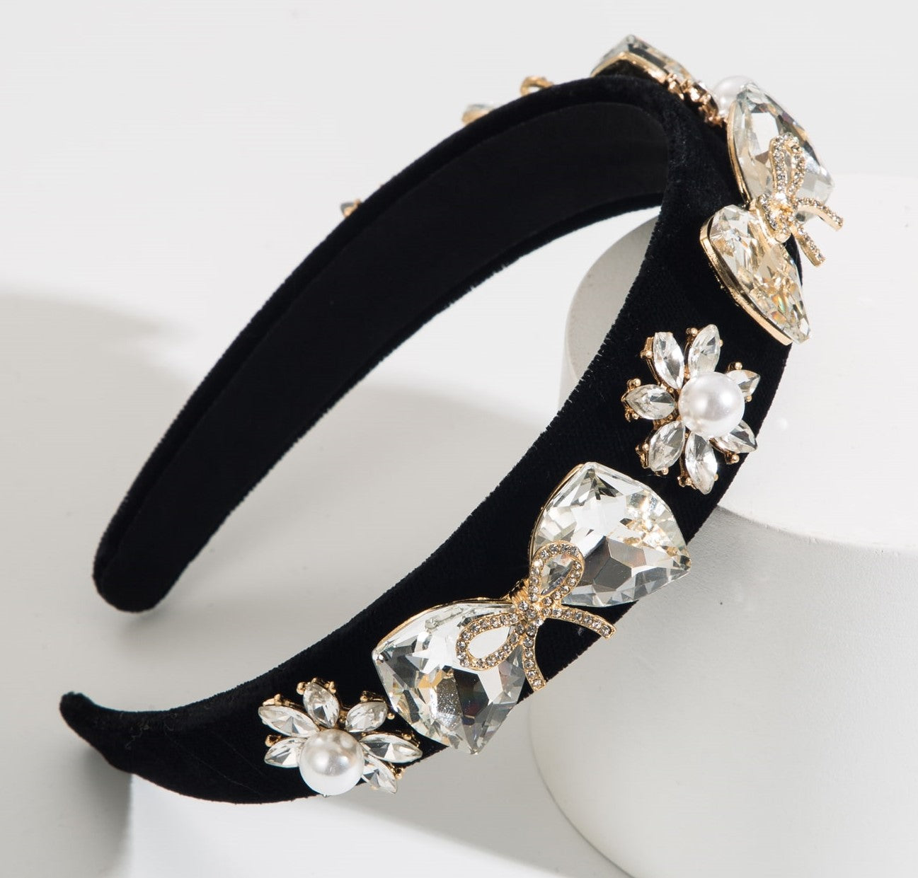 And Ming headbands European and American ultra-flash glass diamonds exaggerated personality bow headbands baroque retro hair accessories wholesale