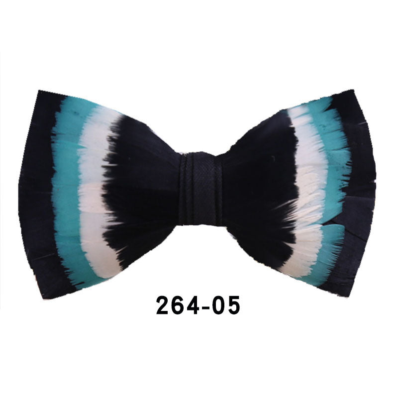 264 Colorful Feather Bow Tie Men's Wedding Banquet Clay Suit Accessories Shirt with Box Bow