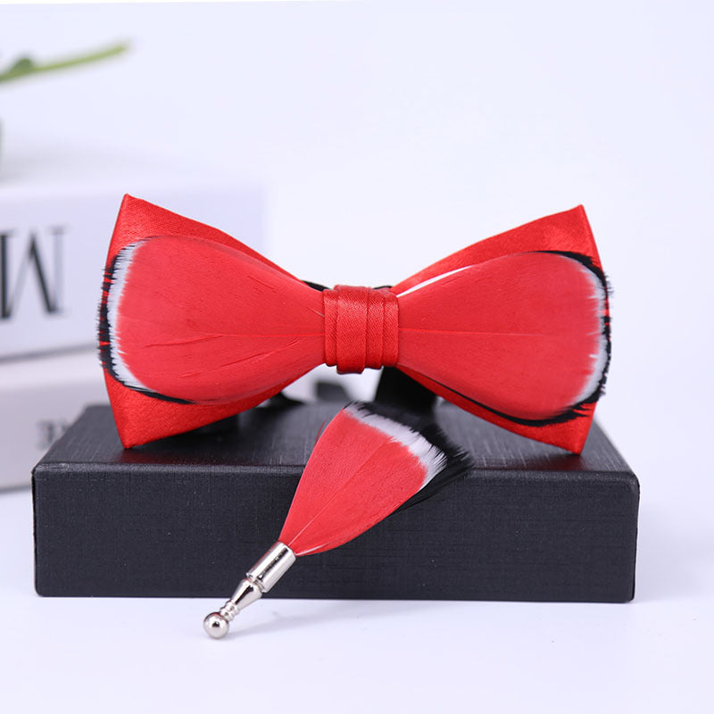 265 Red Feather Bow Tie Men's Children's Wedding Flower Girl Banquet Sapphire Blue Suit Accessories Bow