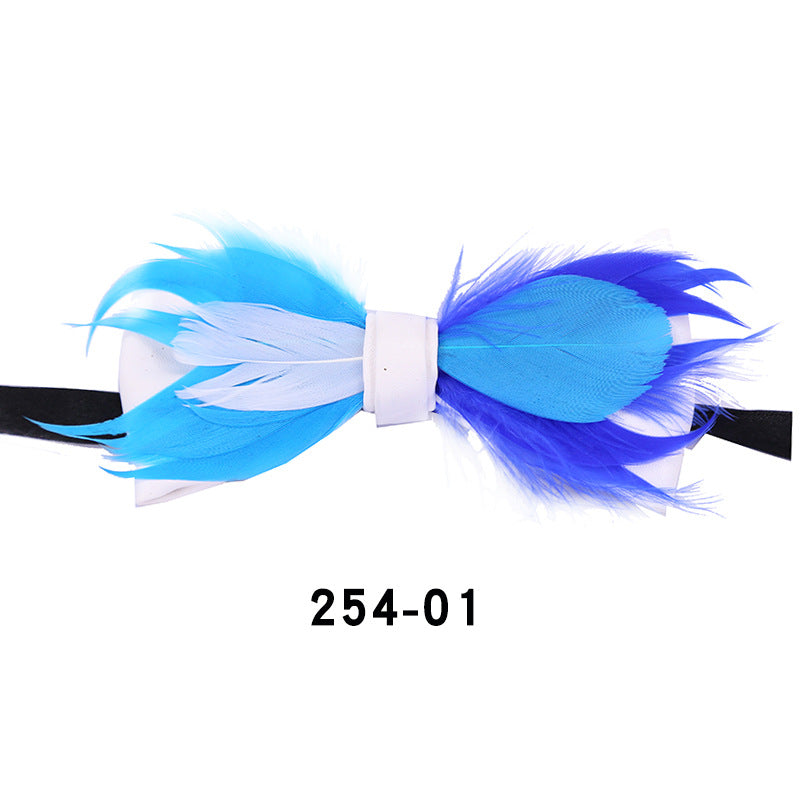 254 Colorful Children's Feather Bow Tie Men's Suit Collar Flower Party Banquet Best Man Flower Girl Suit Collar Flower