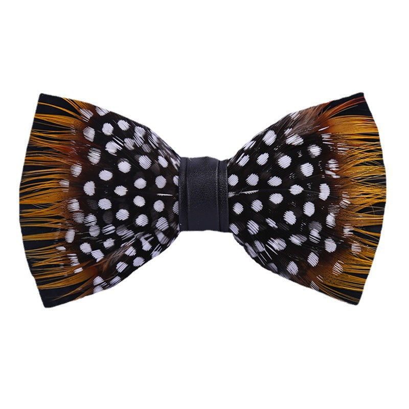 249 black and white dots yellow feathers male wedding groom best man group pot butterfly wedding wedding bow tie flower tie