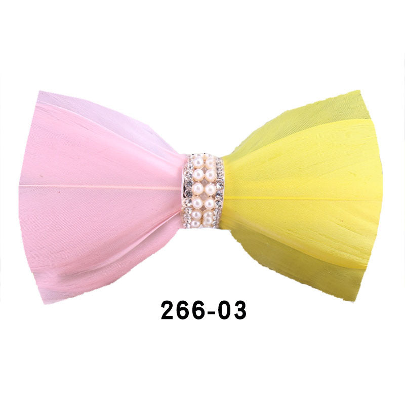 266 khaki feather male bow tie men and women wedding bow bow men's bow tie yellow white collar flower tie