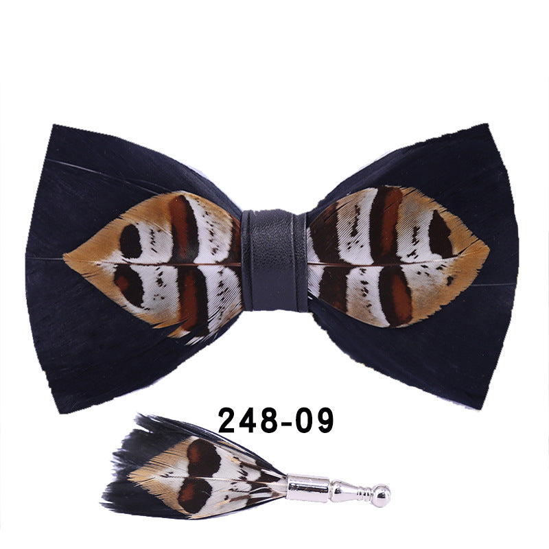 248 black feather man presided over the party, groom, groomsmen, children, flower girls, bow ties, and flower ties