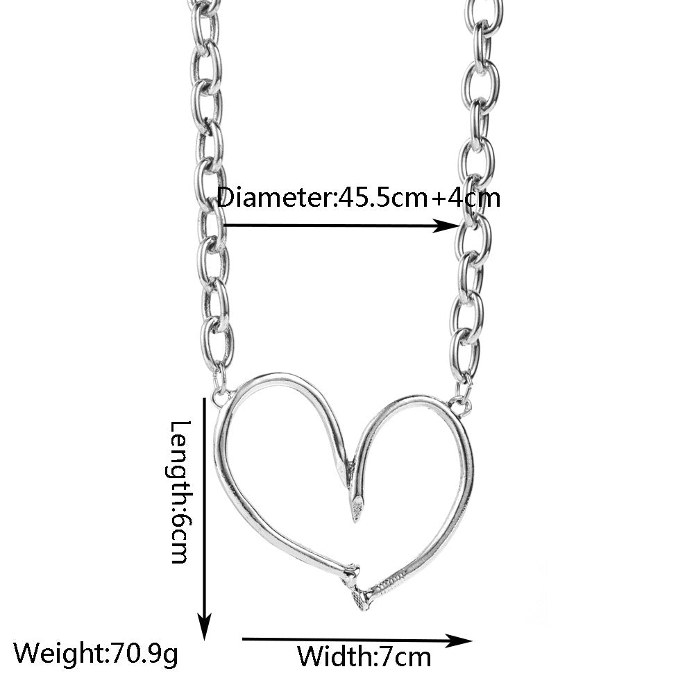 European and American exaggerated personality irregular necklace nails heart stitching pendant clavicle chain trend party hip hop accessories