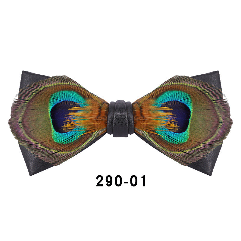 290 male bow tie peacock big eyes blue feather wedding groom male wedding best man bow in stock