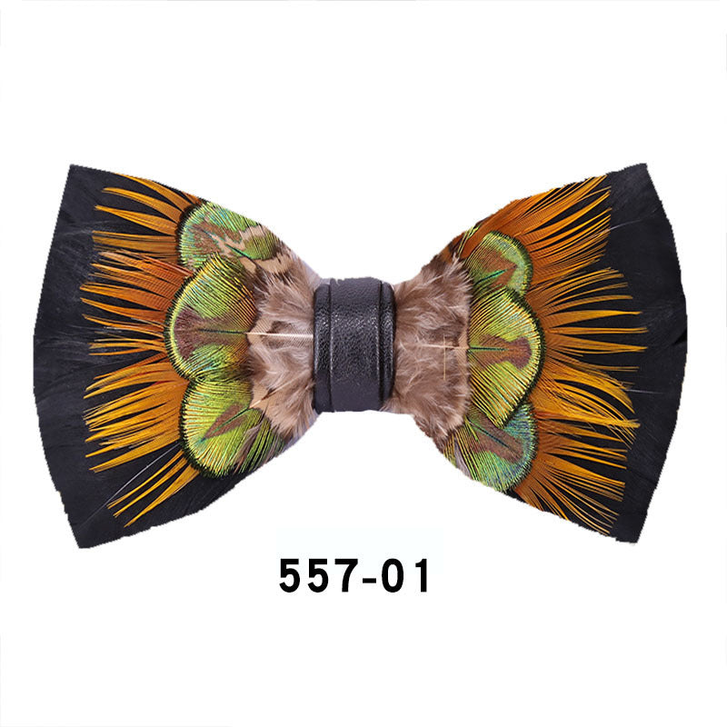 557 male bow tie green peacock feather ink blue wedding groom male wedding suit collar flower bow