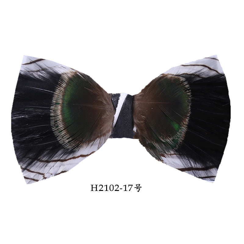 Feather Bow Tie Men's Formal Suit Accessories Shirt Suit Collar Flower Tie Green Gradient Bow Tie