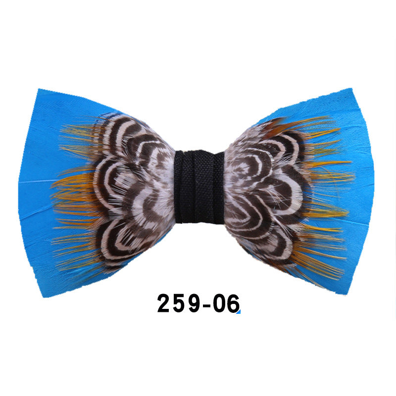 259 Black Feather Male Wedding Dress Bow Tie Business Dinner Host Yellow Black Gold Bow Collar Flower