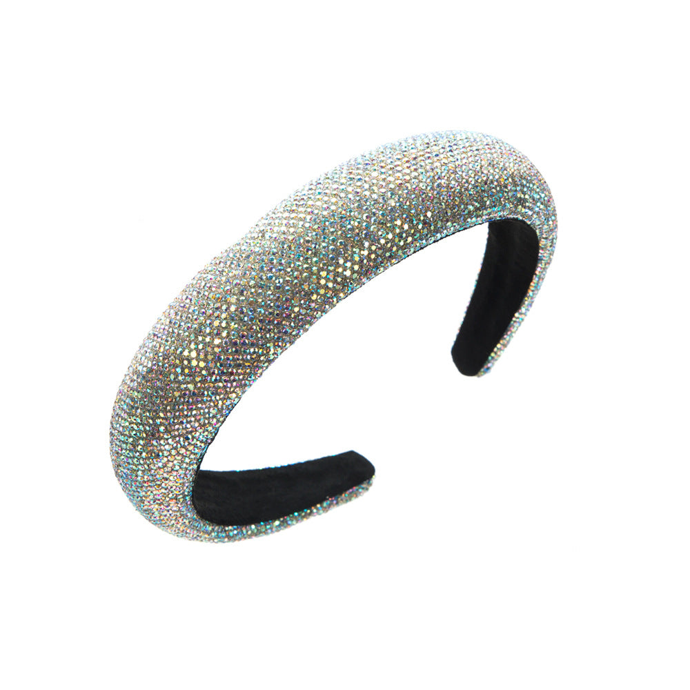 European and American ultra-flash rhinestones, full of diamonds, sponge headbands, simple and high-end, Internet celebrities, washing faces, pressing hair bands, and women's hair accessories cross the border