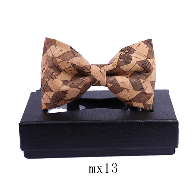 men's wood grain bow tie casual sawdust bow wedding dress host show shirt collar flower