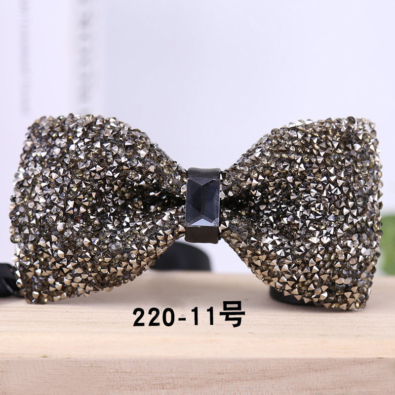 multi-color bow tie crystal starry rhinestone banquet nightclub super flash diamond wedding groom clay collar