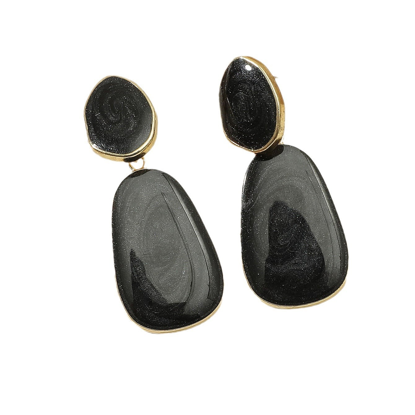 The new Korean version of the jewelry geometric oval color drop glaze high-end earrings is fashionable, simple and versatile