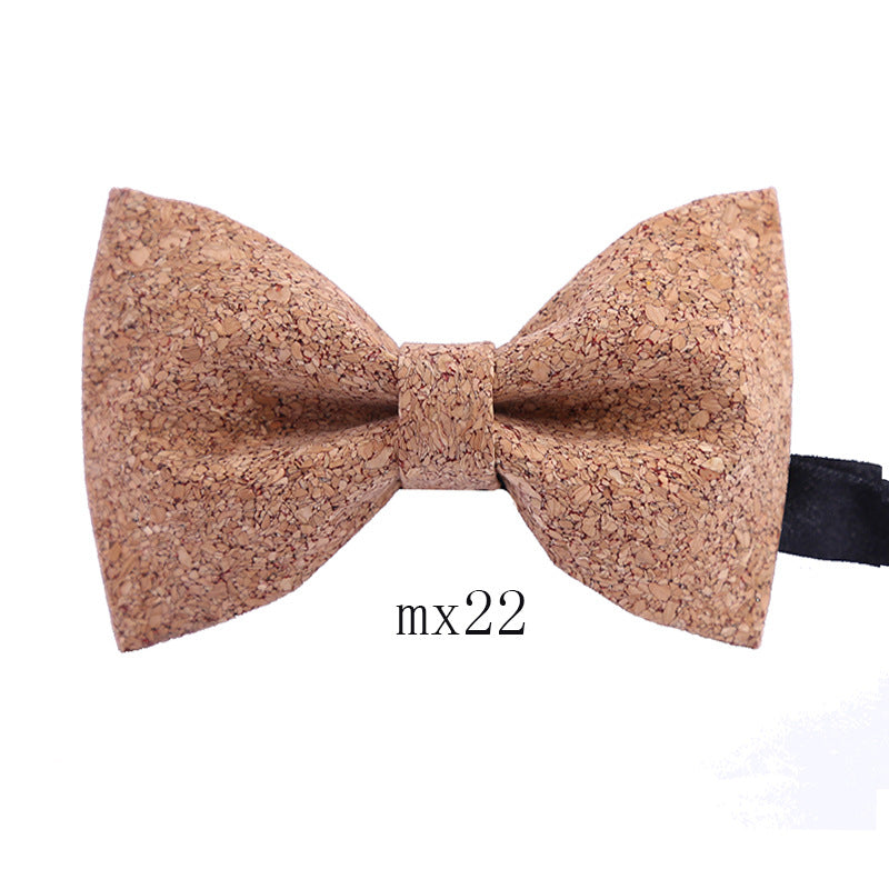 Men's Wood Grain Bow Tie Casual Sawdust Bow Wedding Show Host Shirt Dress Formal Wear Collar Flower