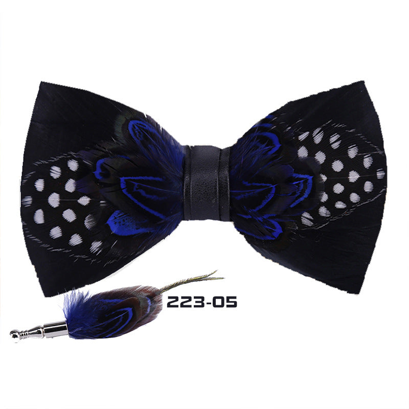 223 male bow tie red feather bird feather banquet nightclub wedding groom clay pot wedding banquet bow