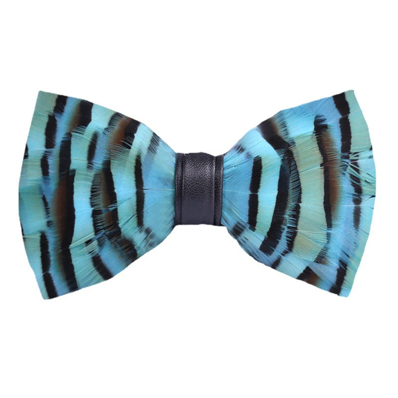 231 Green Feather Man Presided Over the Party Groom Groomsman Group Pot Butterfly Wedding Bow Tie Flowers