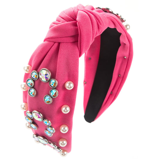 European and American new bohemian fabric headbands, high-quality beads, diamonds, knotted high skull, top and wide brim retro hair accessories