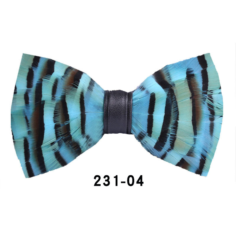 231 Green Feather Man Presided Over the Party Groom Groomsman Group Pot Butterfly Wedding Bow Tie Flowers