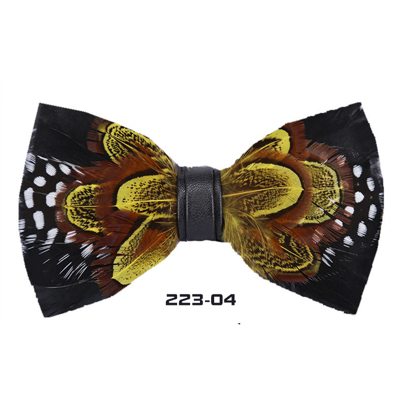 223 male bow tie red feather bird feather banquet nightclub wedding groom clay pot wedding banquet bow