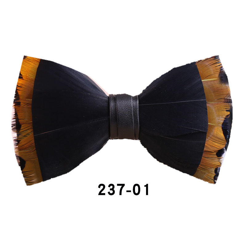 Yellow Classic Feather Wedding Bow Tie Best Man Group Pot Butterfly Wedding Bow Tie Shirt Collar Flower