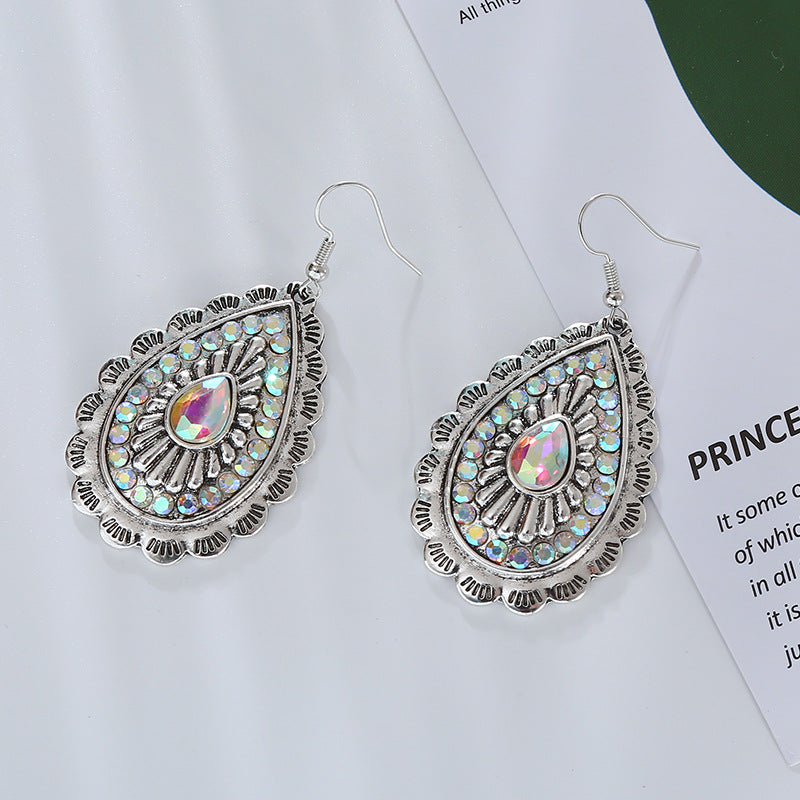 European and American cross-border hot sale new earrings, palace style, retro alloy diamond earrings, niche earrings, high-end party earrings