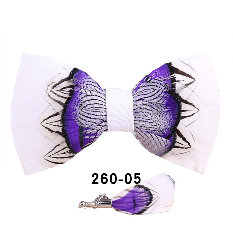 260 colorful feather bow tie men's wedding banquet clay suit accessories shirt with box bow