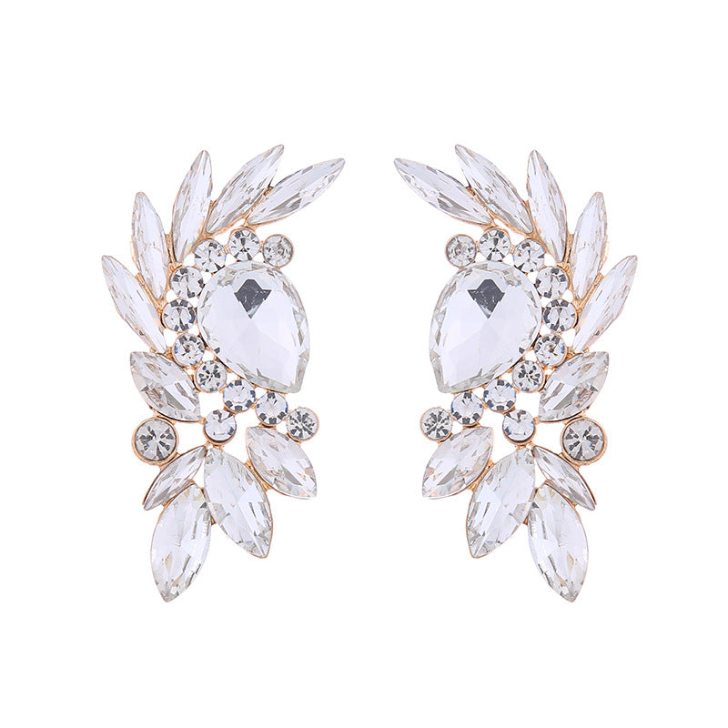 European and American fashion super sparkling diamond earrings exaggerated bohemian alloy diamond stud earrings temperament high-end earrings women