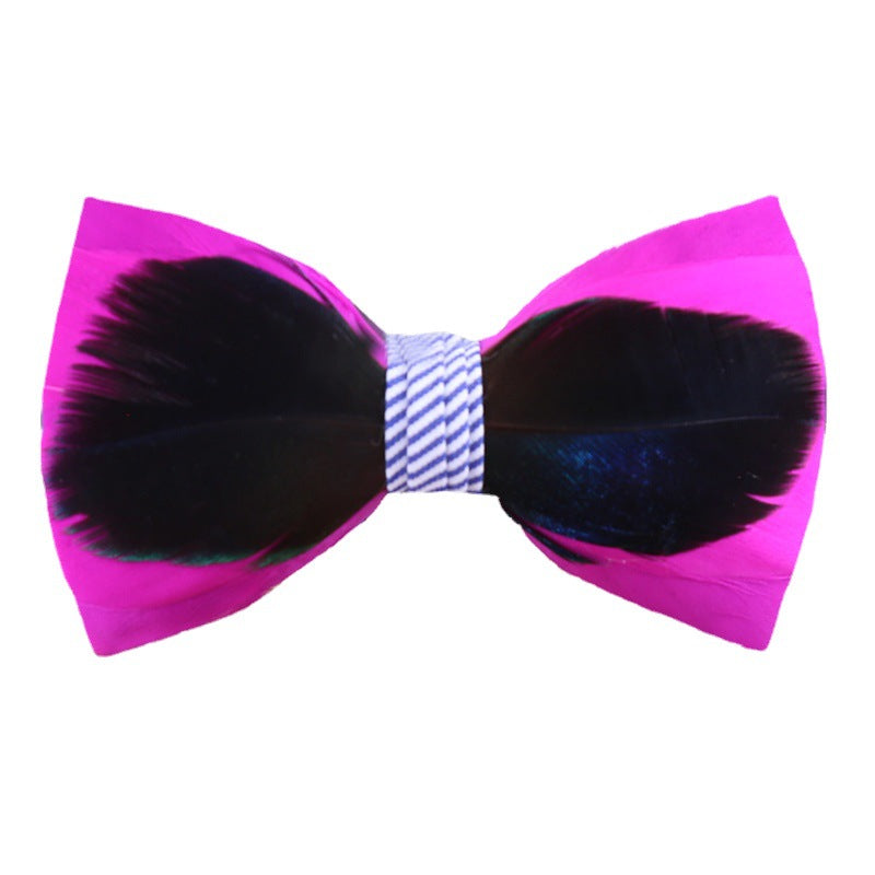 268 Rose Red Feather Bow Tie Men's Shirt Bow Tie Bow Tie Box Men's Bow Tie Wedding