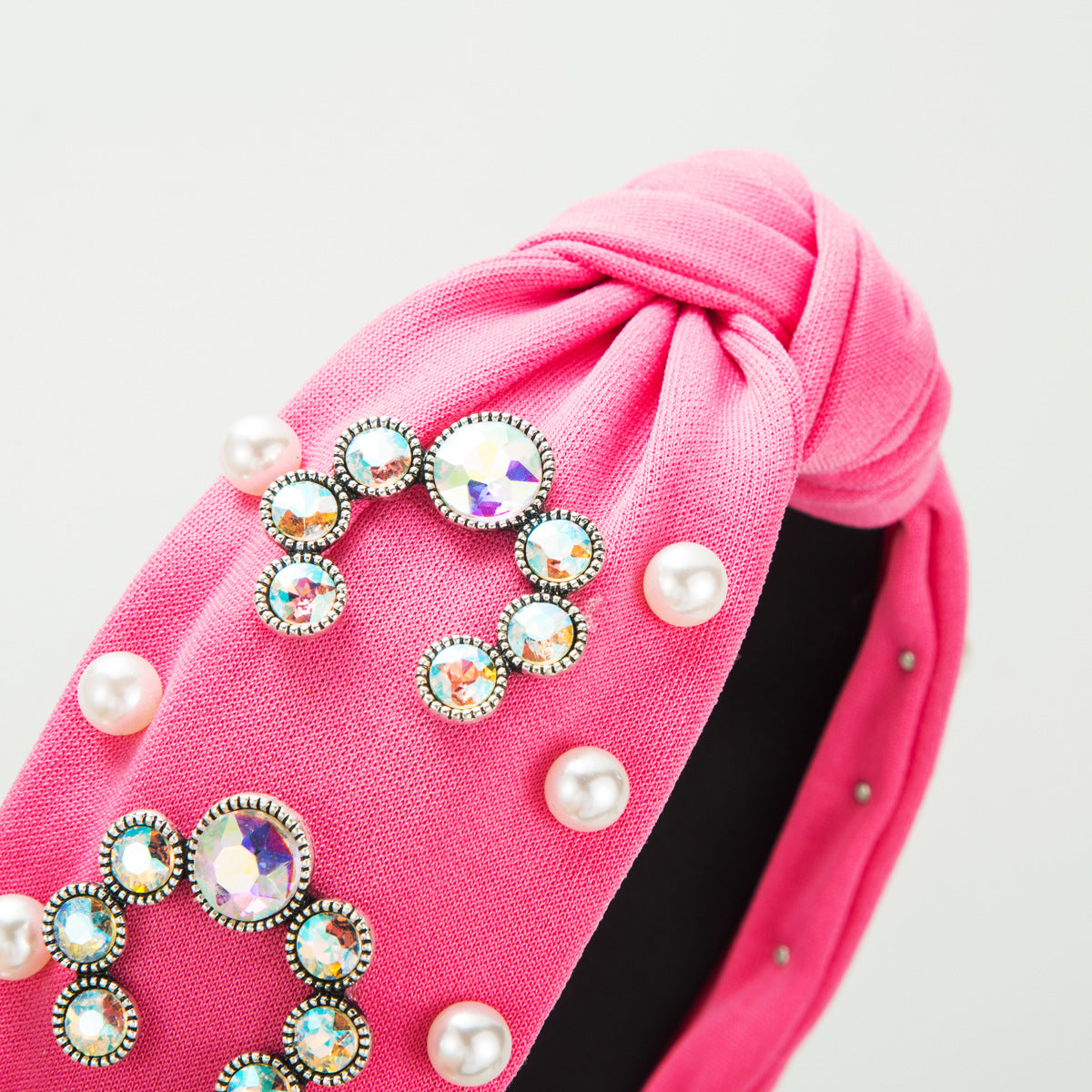 European and American new bohemian fabric headbands, high-quality beads, diamonds, knotted high skull, top and wide brim retro hair accessories